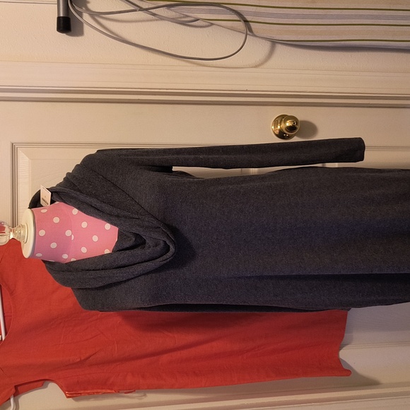 Michael Stars S Dress Cowl Neck Long Sleeve Charcoal Gray Buttery Soft Material - Picture 3 of 16